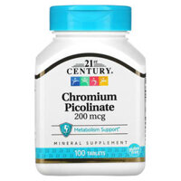 21st Century Chromium Picolinate 200 mcg 100 Tablets