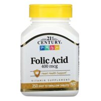 21st Century Folic Acid 400 mcg 250 Easy to Swallow Tablets
