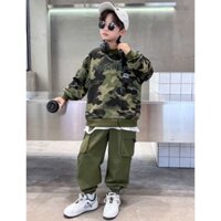 22-42kg Set đồ Tết bé trai áo dài tay rằn ri quần kaki dài túi hộp kèm ảnh thật đi chơi đi tiệc