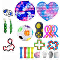 22 pcs Fidget Bubble Toys Sensory Set DIY Decompression Artifact Fidget Bubble Cube for Adults Girl Children Expression