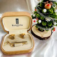 2206-Nicole St Gilles Cufflinks & Tie Clip-Bộ khuy măng sét và kẹp cà vạt-Gần như mới