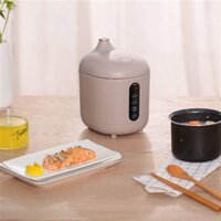 220V Electric Rice Cooker Multicooker Intelligent Appointment Electric Cooker Cooking Pot LED Display Non-stick Liner 0.8L (Color : Gray, Size : EU...