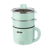 220V Mini Multifunction Electric Cooking Machine Household Single/Double Layer Hot Pot Multi Electric Rice Cooker Non-stick Pan (Color : Light Gree...