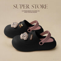 [2221 Người Đã Thu Thập] Giày EVA Squishy Feel Hole cho Phụ Nữ Mùa Hè Ngoài Trời Mới Dễ Thương Hình Chú Chó Đế Dày Trong Nhà Dép Bít Mũi