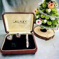 2244-DANDY Galaxy Cufflinks & Tie Clip-Khuy Măng sét & Kẹp cà vạt-Khá mới