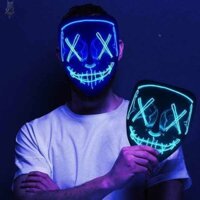 228 @ Hacker Mask Halloween EL Mặt nạ kinh dị phát sáng led Full Face Nam Nữ Mặt nạ dự tiệc hình chữ v Mặt chú hề