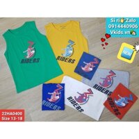 22HA0400-A1 - A.BT sát nách , in số 3 RIDERS , màu cam , hiệu MadeinVietNam , size 13-18/ri6