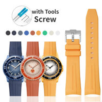 22mm Dây Cao Su Cho Swatch Blancpain Năm Đại Dương Series Cho Năm Mươi Fathoms Nam Nữ Chống Thấm Nước TPU Cong End Cho Đồng Hồ S Watch Band