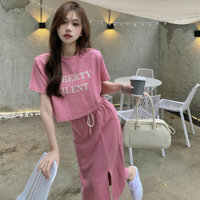 2.3 Bộ sưu tập hàng chục nghìn bộ đồ thời trang giản dị của phụ nữ HOT GIRL Áo thun ngắn của phụ nữ mặc váy hai mảnh * 1.15