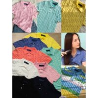 23 New ralph laure * Zheng Xiujing same style pony embroidery washed old Polo knitwear button slim short sleeve top