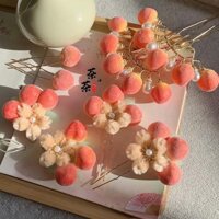 [2314 Đánh giá tích cực] Kẹp tóc Hanfu tùy chỉnh, hoa nhung giả, kẹp tóc đào nhỏ, phụ kiện tóc phong cách cổ điển cho phụ nữ, kẹp tóc ngọc trai, cặp kẹp tóc thần tiên BS2V