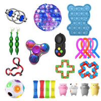 23/24/27 pcs Fidget Bubble Toys Sensory Set DIY Decompression Artifact Fidget Bubble Cube for Adults Girl Children Expre