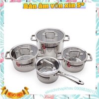 2353670 Bộ nồi 5 đáy inox 304 El3670 (bộ 4 cái nhập trực tiếp cộng hòa séc)  nồi 18cm,20c,24cm và 1 quánh 16cm