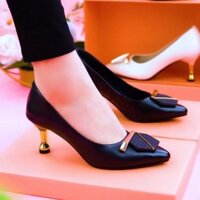 [2374 People Collection] Giày Cao Gót Da Mềm Chính Hãng Nữ 2025 Phong Cách Mới Nông Miệng Mũi Nhọn Stiletto Rượu Thủy Tinh Gót Cao Cấp Giày Công Sở Chuyên Nghiệp Nữ