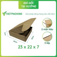 23x22x7 - 25 hộp carton nắp gài hông đẹp, giấy cứng V1011