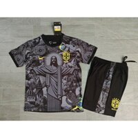 24-25 Nữ Thần Brazil Đen Bóng Đá Sân Nhà Sân Khách Trẻ Em Áo Bóng Đá Trẻ Em Bộ Áo Sơ Mi