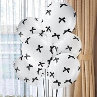 24 Chiếc Nơ Đen Thắt Nơ Bóng Bay Cao Su Trắng 12 Inch Với Mini Đen Satin Ruy Băng Nơ Cho Bé Tắm Cưới Tiệc Sinh Nhật Dec