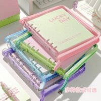 [24 giờ vận chuyển] Sổ tay rời lớp 3-2, sổ tay có khóa kéo, phong cách Ins, sổ kế hoạch giá trị cao, sổ tay DIY trong suốt với khối màu