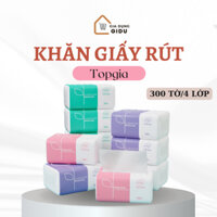 [24 Gói] Khăn giấy rút Topgia cao cấp, tiện lợi 300 tờ/ 4 lớp mềm mịn, an toàn, giá rẻ siêu tiết kiệm Gia dụng GIDU