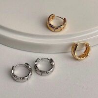 24 Kiểu Mới Chanel Phiên Bản Cao Coco Phiên Bản Hẹp Bông Tai Mịn Không Kim Cương Khắc CNC Khóa Tai Trang Sức Tai Đinh cho Phụ Nữ