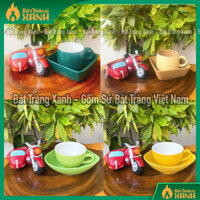 (24 MẪU) Cốc Uống Cafe, Ly Sứ Kèm Bát Nhiều Màu Sắc Gốm Sứ Bát Tràng Cao Cấp.