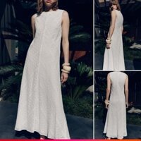 24 Mùa Thu Phong Cách Mới Trắng Dạ Hội Áo Vest Váy Dài Cổ Tròn Không Tay Công Nghiệp Nặng Thêu Đầm8584273