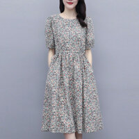 2.4000 Người Khen ngợi Cotton Nguyên Chất Đầm Hoa Nữ Mùa Hè 2025 Eo Eo Eo Eo Eo Eo Eo Dài Giữa Tuổi Giảm Tuổi Váy Mỏng Nửa Tay 25.2.16