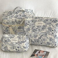 2404 Người Khen ngợi Trà Phá Rừng Series Trang Điểm Triển Lãm Tình Yêu Nữ Di Động Quilted Cotton Hoa Dễ Thương Du Lịch Túi Vệ Sinh Niche Túi Bảo Quản 0317
