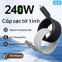 240W PD 27W, 4 trong 1Cáp, Type-C sang Type-C, Hút từ tính, Chống cuộn dây, Bện Nylon, Bền, Dây cáp sạc nhanh, Thích hợp cho iPhone, Infinix, Samsung, Huawei, Xiaomi, Lenovo, OPPO, Vivo, Redmi, Type-C sang USB，Tương thích với iPhone 16 Sạc Điện Thoại