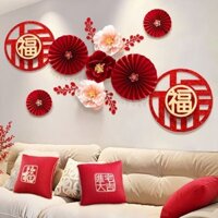 24.11.29 Tân Gia Niềm Vui Trang Trí Nhà Mới Sofa Nền Quạt Treo Tường Trang Trí Hoa Nhà Mới Dự Tiệc Cung Cấp Di Chuyển Cảnh Bố Trí