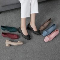 [2415 Bộ sưu tập người] Giày sandal thạch thạch hình vuông nhỏ cổ điển mùa hè dành cho nữ chống trượt bằng nhựa chống nước Giày đi mưa thấp phong cách thời trang mặc ngoài