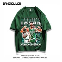 24.5.7 Bán đảo Loni Mặc đường phố Cotton nặng 100 Ngôi sao bóng rổ Tatum Áo thun ngắn tay nam dáng rộng cổ tròn hàng đầu