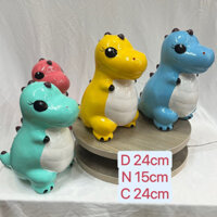 [24cm * 24cm] Ống heo đất KHỦNG LONG - Sơn Siêu Bóng Đẹp Size Vừa