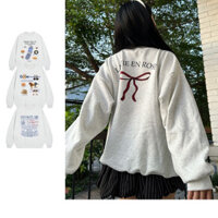 【24h Giao hàng】Áo Sweater Nỉ Lót Nhung Dày Dặn BST Xám Tiêu Lót Nhung Ko Đổ Lông nữ form rộng