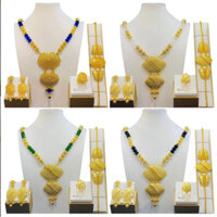 24k Màu Vàng Vòng Cổ & Bông Tai Bộ Nữ Hạt Đen Dubai Bộ Trang Sức Châu Phi Pháp Tiệc Cưới Ethiopia Cô Dâu Quà Tặng