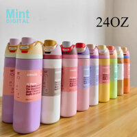 24oz Owala Tumbler FreeSip Cách Nhiệt Bình Giữ Nhiệt Bằng Thép Không Gỉ Có Ống Hút Cho Thể Thao Du Lịch Trường Học Bình Nước Thể Thao Không Chứa BPA Lướt Cạnh Hello Kitty Nơ