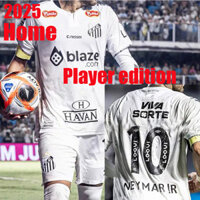 25 / 26 NEYMAR JR. jersey 2025 Santos vải bóng đá sân nhà Phiên bản cầu thủ Áo thun