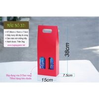 25 cái - Hộp giấy đựng rượu vang 2 chai mật nho mật ong - Túi số 37 đỏ