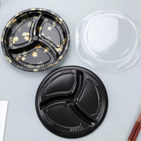 25 CÁI Khay nhựa TRÒN take away ĐK 20CM NGĂN đựng sushi, sashimi, kimbap, bánh, hải sản… có Chứng nhận An toàn VSTP