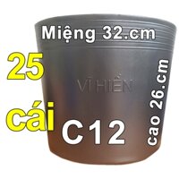 25 Chậu nhựa VĨ HIỀN C12 miệng,cao 32x26cm trồng cây ăn trái và hoa siêu bền-77108