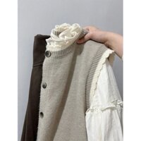 25 hai chiếc/Bộ Vest Thu Đông dệt kim cổ điển Áo ghi lê Áo Khoác Cardigan nữ sinh Áo sơ mi nữ dài tay tai gỗ