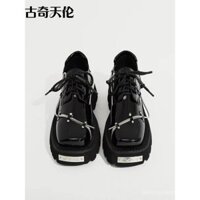 [2552 Người Đã Thu Thập] Giày Loafer Đế Dày Trang Trí Mùa Xuân Thời Trang Dành Cho Phụ Nữ Phong Cách Anh Quốc Giày Derby Mũi Vuông Màu Đen Gót Chunky Giày Da Dành Cho Phụ Nữ