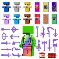 [2564 Người Đã Thu Thập] Khối Xây Dựng Tương Thích Minecraft Mới Bộ Đầy Đủ Mảnh Vũ Khí Khối Xây Dựng Quỷ Hình Nhân Vật Cung Mũi Tên Kiếm Đũa Xẻng Đồ Chơi