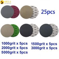 25pc 125mm Móc & Vòng Giấy Nhám Ướt & Khô Bộ 1000 1500 2000 3000 5000 Grit