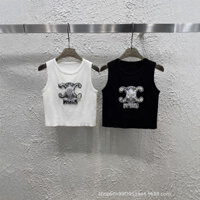 25Spring and Summer New Chic Three-Dimensional Arc De Triomphe Accessories Short Knitted Vest for Women