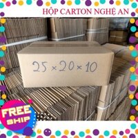 25x20x10 Combo 50 hộp carton, thùng giấy cod gói hàng, hộp bìa carton đóng hàng giá rẻ