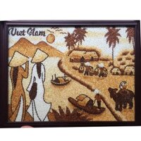 [25x35] Bộ nguyên liệu tranh gạo Hai cô gái bên sông
