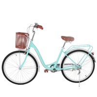 26 Inch Women's Classic Beach Cruiser Bicycle,Comfortable Commuter Bike Frame Retro Bicycle Beach Cruiser Bicycle Retro Bike,Anti-Skid Wear-Res...