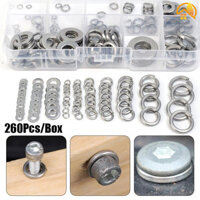 260 Cái / hộp Gia Đình Sửa Chữa Chế Biến Gỗ Vít Bu Lông Khóa Máy Giặt Lò Xo Phẳng - Miếng Đệm Buộc Bằng Thép Không Gỉ Chắc Chắn Chống Ăn Mòn