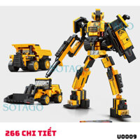 [266 CHI TIẾT]- Bộ đồ chơi lắp ráp mô hình xe máy xúc-máy ủi- rô bốt 3 in 1